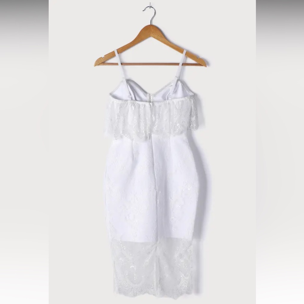 LULUS White Lace Bodycon Midi Dress